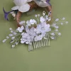 White pearl Pan Hair comb ornaments Handmade flower headdress bridal ornaments 728343527290 sold by Cocomelody