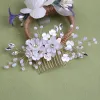White pearl Pan Hair comb ornaments Handmade flower headdress bridal ornaments 728343527290 sold by Cocomelody