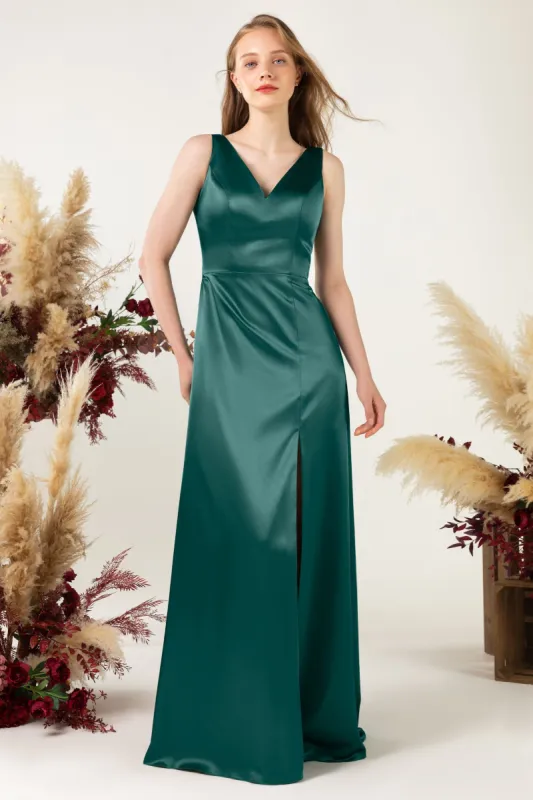 Sheath Sweep Luxe Satin Bridesmaid Dress Formal Dresses CB0502 sold by Cocomelody