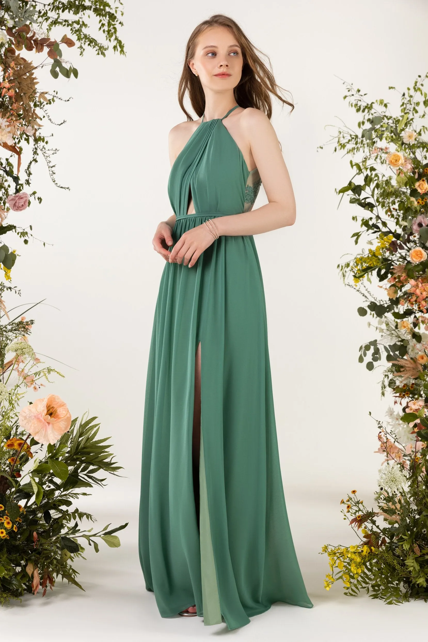 A-Line Sweep-Brush Train Chiffon Bridesmaid Dress CB0451 sold by Cocomelody
