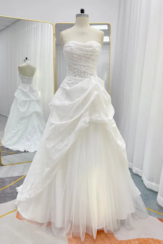 A-Line Court Train Printed Gauze Wedding Dress CW3235 sold by Cocomelody