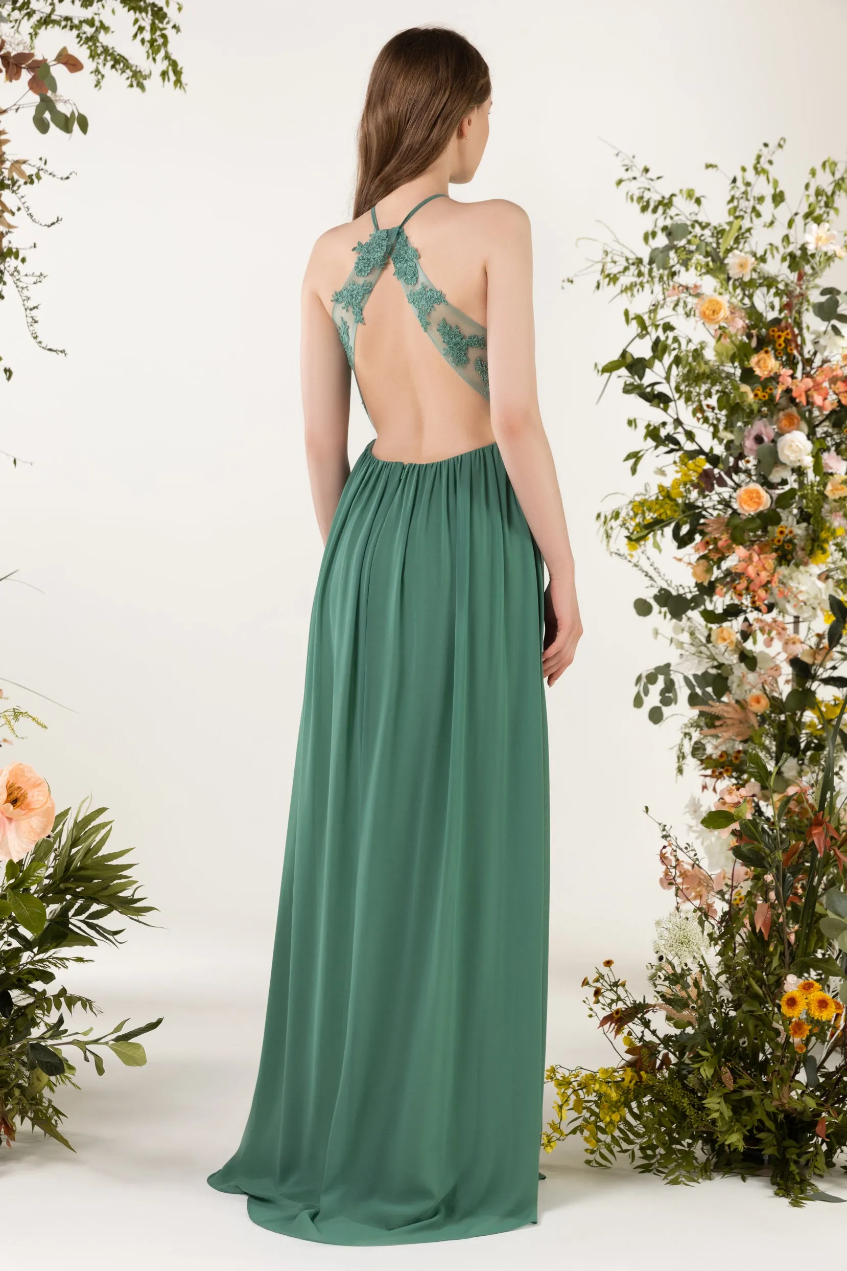 A-Line Sweep-Brush Train Chiffon Bridesmaid Dress CB0451 sold by Cocomelody product image thumbnail 2