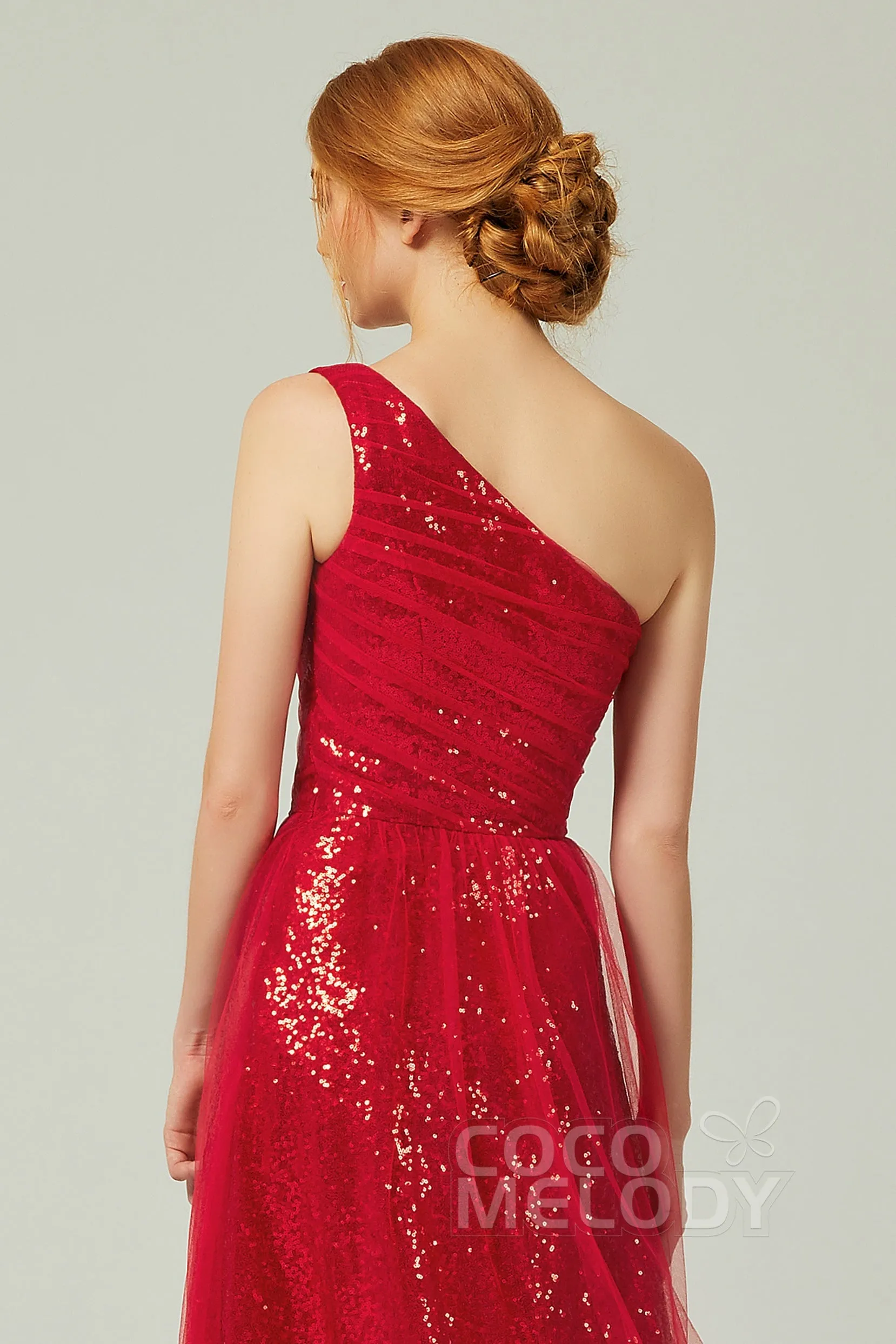 A-Line Floor Length Tulle Sequined Bridesmaid Dress CB0342 sold by Cocomelody product image thumbnail 5