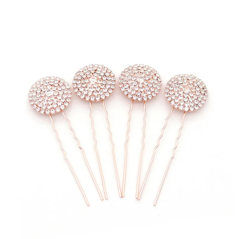 Round rhine-drill hairpin set hair praise simple bride headwear a set of 4  562700983574 sold by Cocomelody