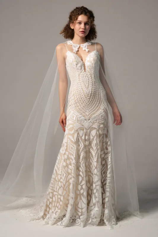 Trumpet-Mermaid Chapel Train Lace Wedding Dress CW2380 sold by Cocomelody