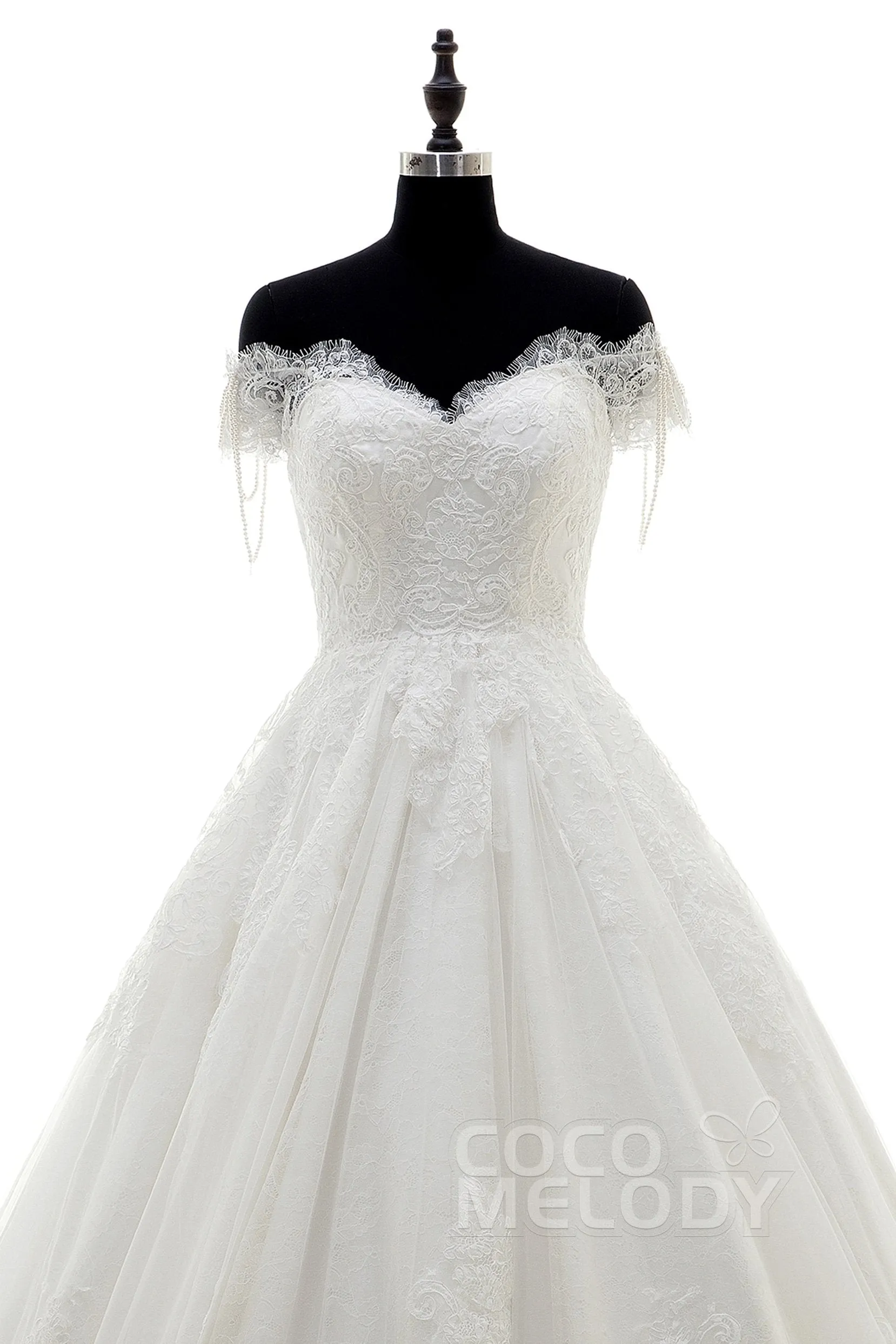 A-Line Court Train Lace Wedding Dress LD3832 sold by Cocomelody product image thumbnail 3