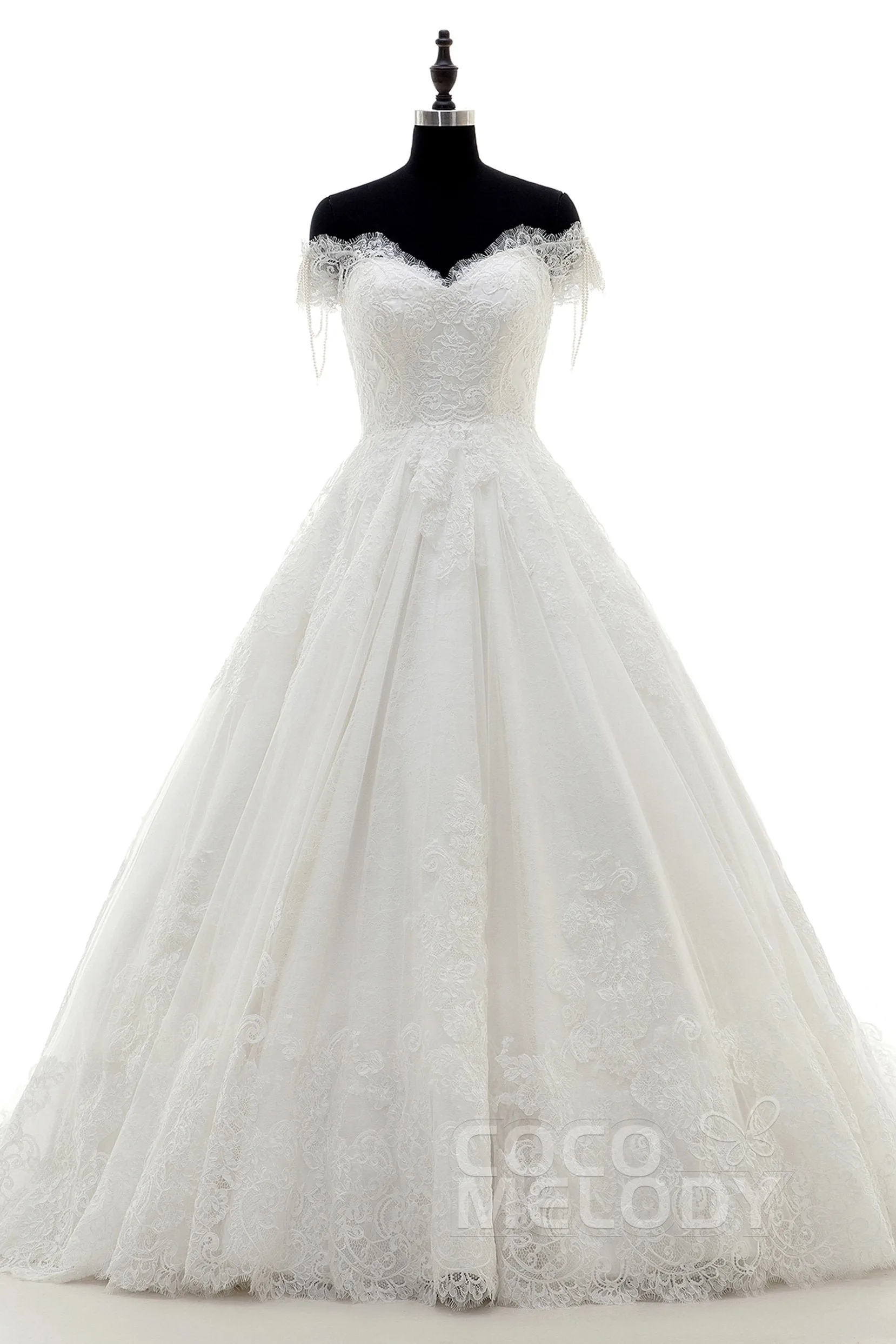 A-Line Court Train Lace Wedding Dress LD3832 sold by Cocomelody