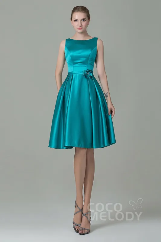 A-Line Knee Length Satin Bridesmaid Dress COZK1500B sold by Cocomelody
