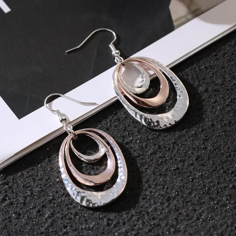 Color contrast oval geometry alloy earrings fashion high class earrings 720365775812 sold by Cocomelody