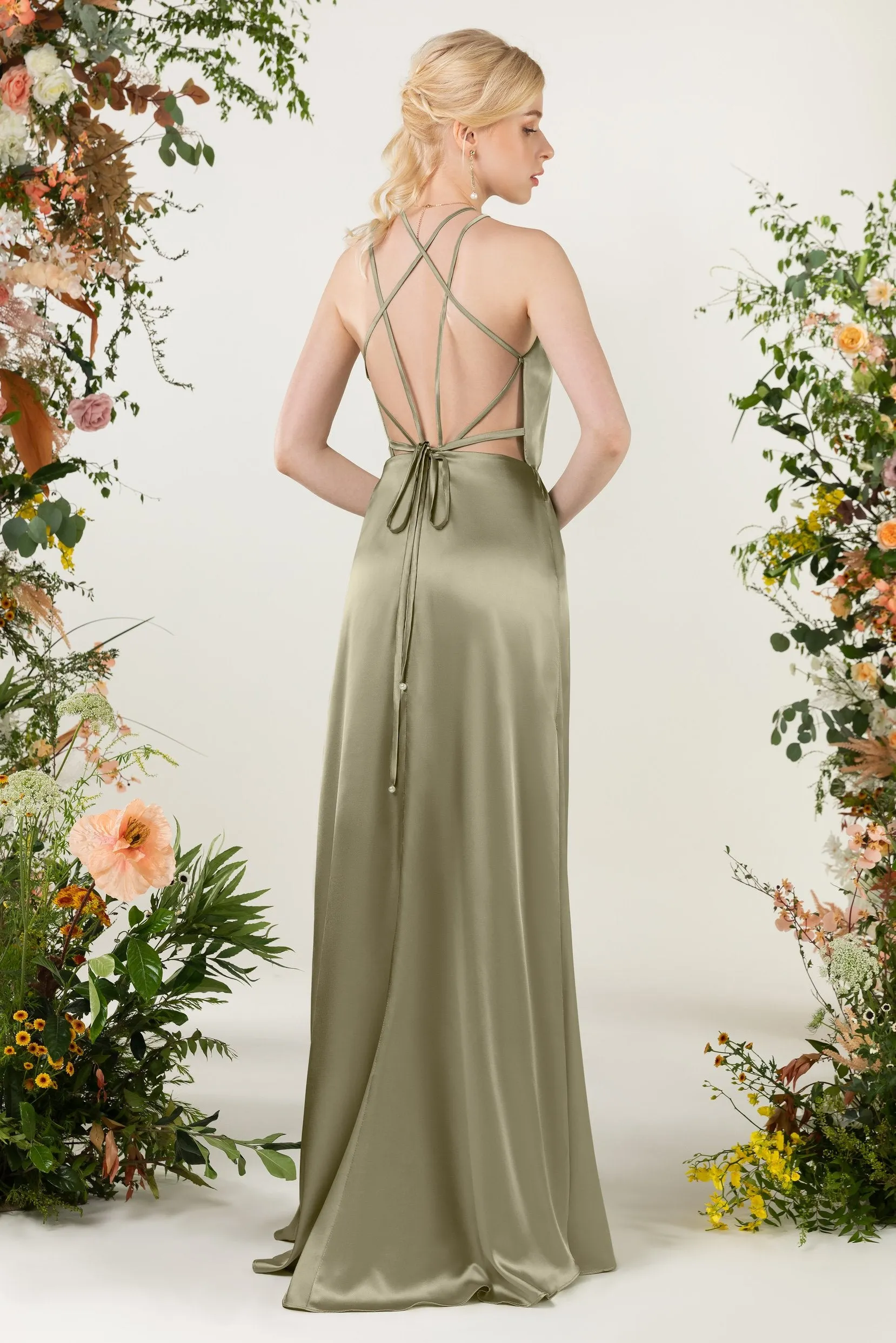 Sheath Sweep Acetate Satin Bridesmaid Dress Formal Dresses CB0501 sold by Cocomelody product image thumbnail 4