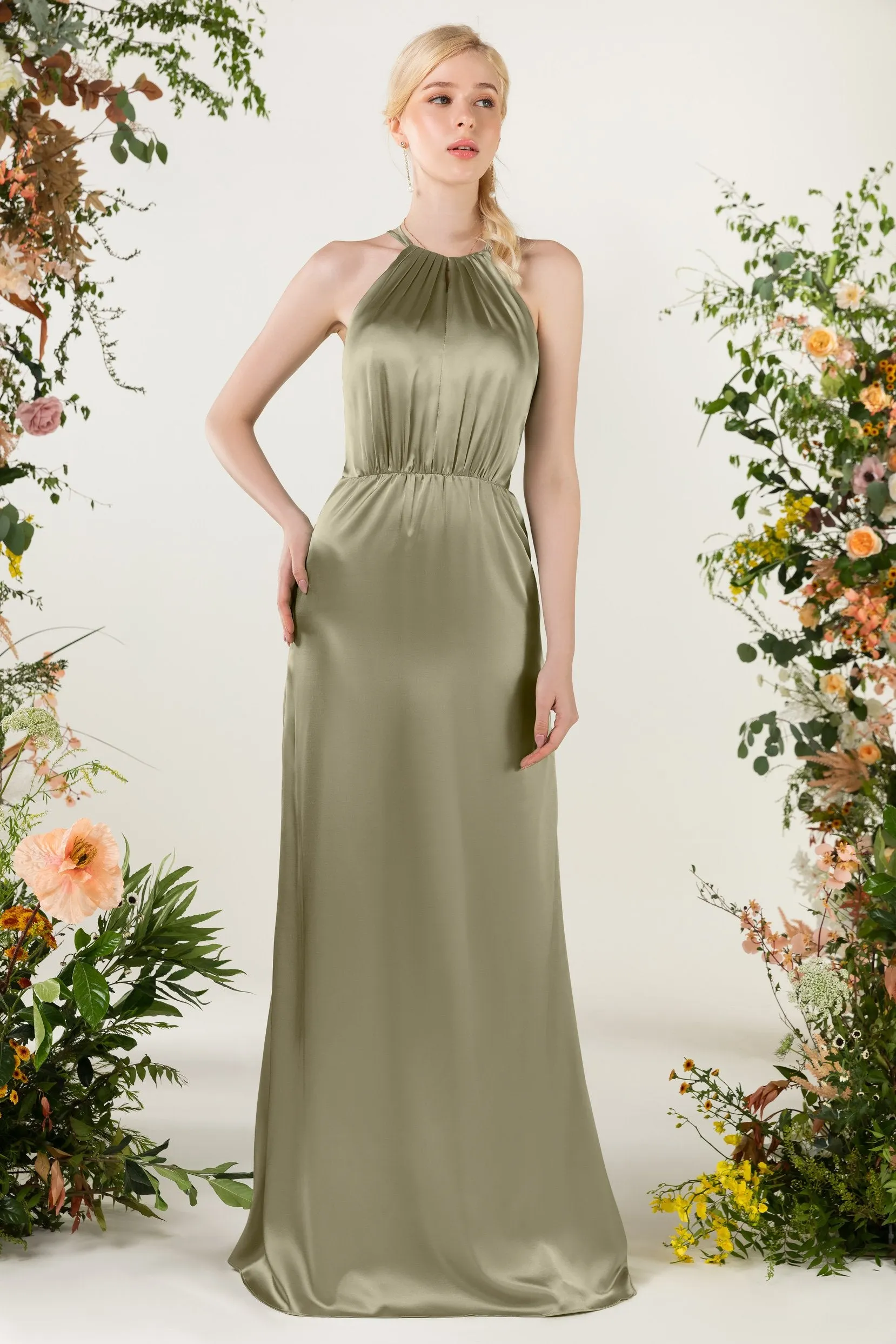 Sheath Sweep Acetate Satin Bridesmaid Dress Formal Dresses CB0501 sold by Cocomelody product image thumbnail 3