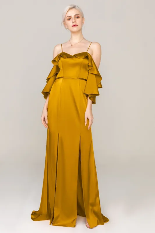 Sheath Sweep Train Luxe Satin Dress CS0310 sold by Cocomelody