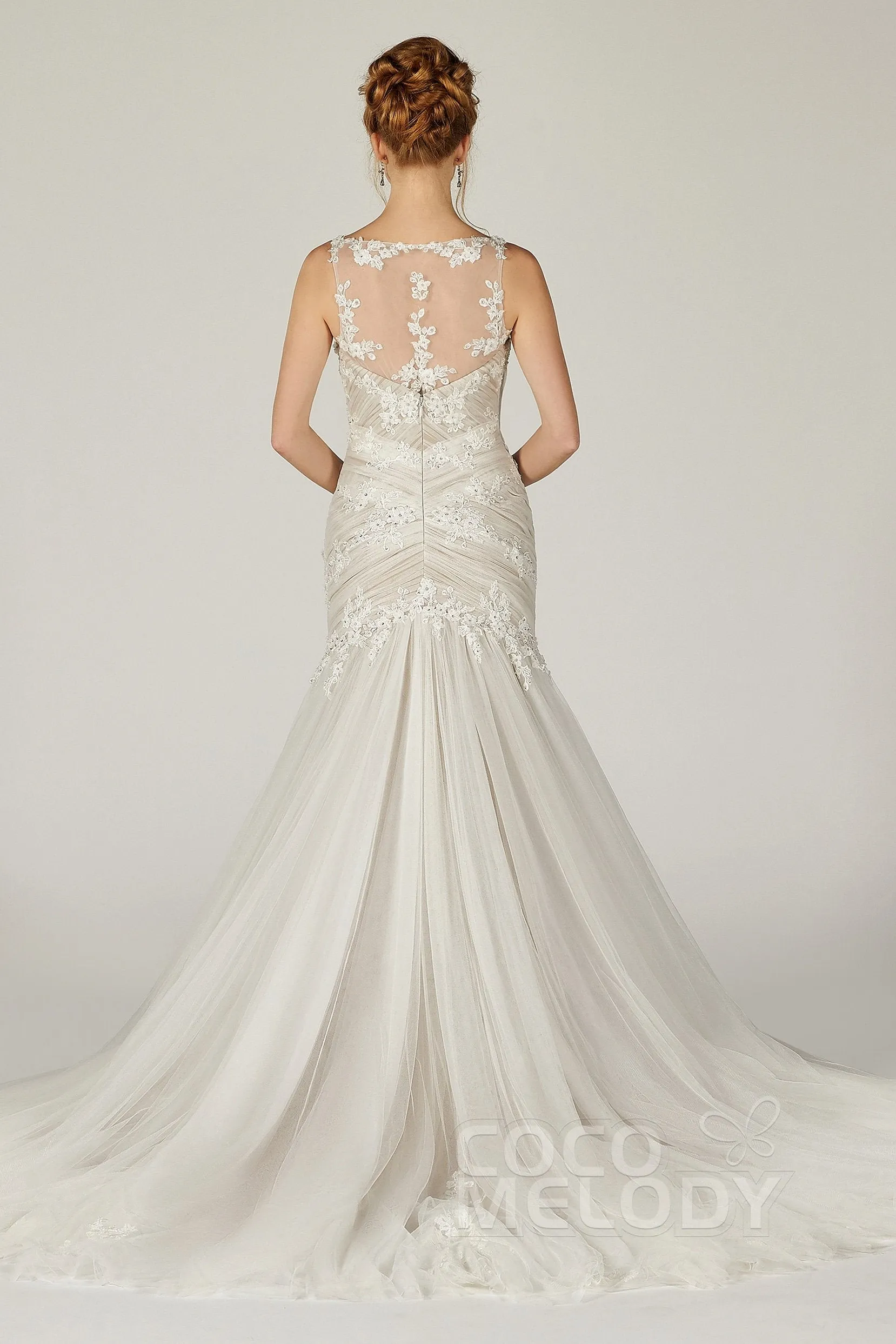 Trumpet-Mermaid Court Train Tulle Wedding Dress CW2132 sold by Cocomelody product image thumbnail 4