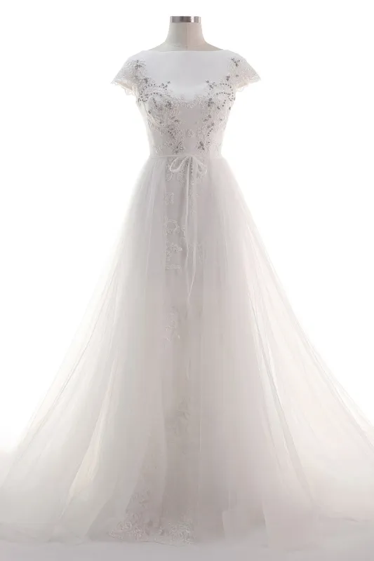 A-Line Court Train Tulle Wedding Dress CW2456 sold by Cocomelody