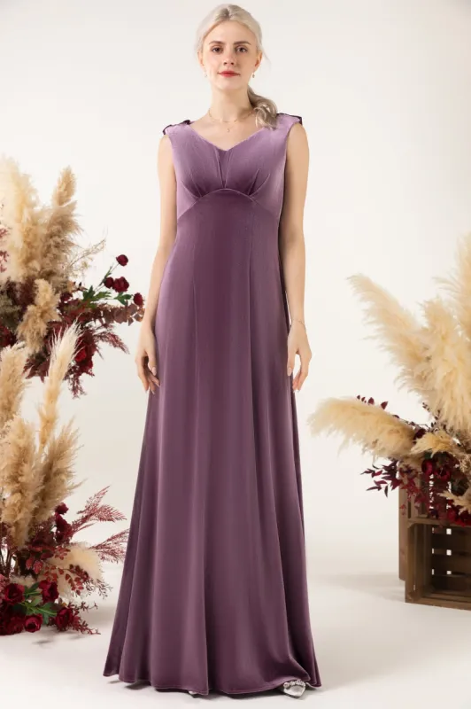 Sheath-Column Floor Length Velvet Bridesmaid Dress Formal Dresses CB0524 sold by Cocomelody