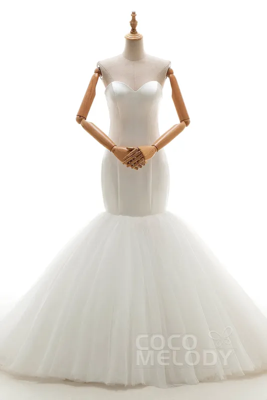 Trumpet-Mermaid Chapel Train Tulle Wedding Dress CWLT16008 sold by Cocomelody