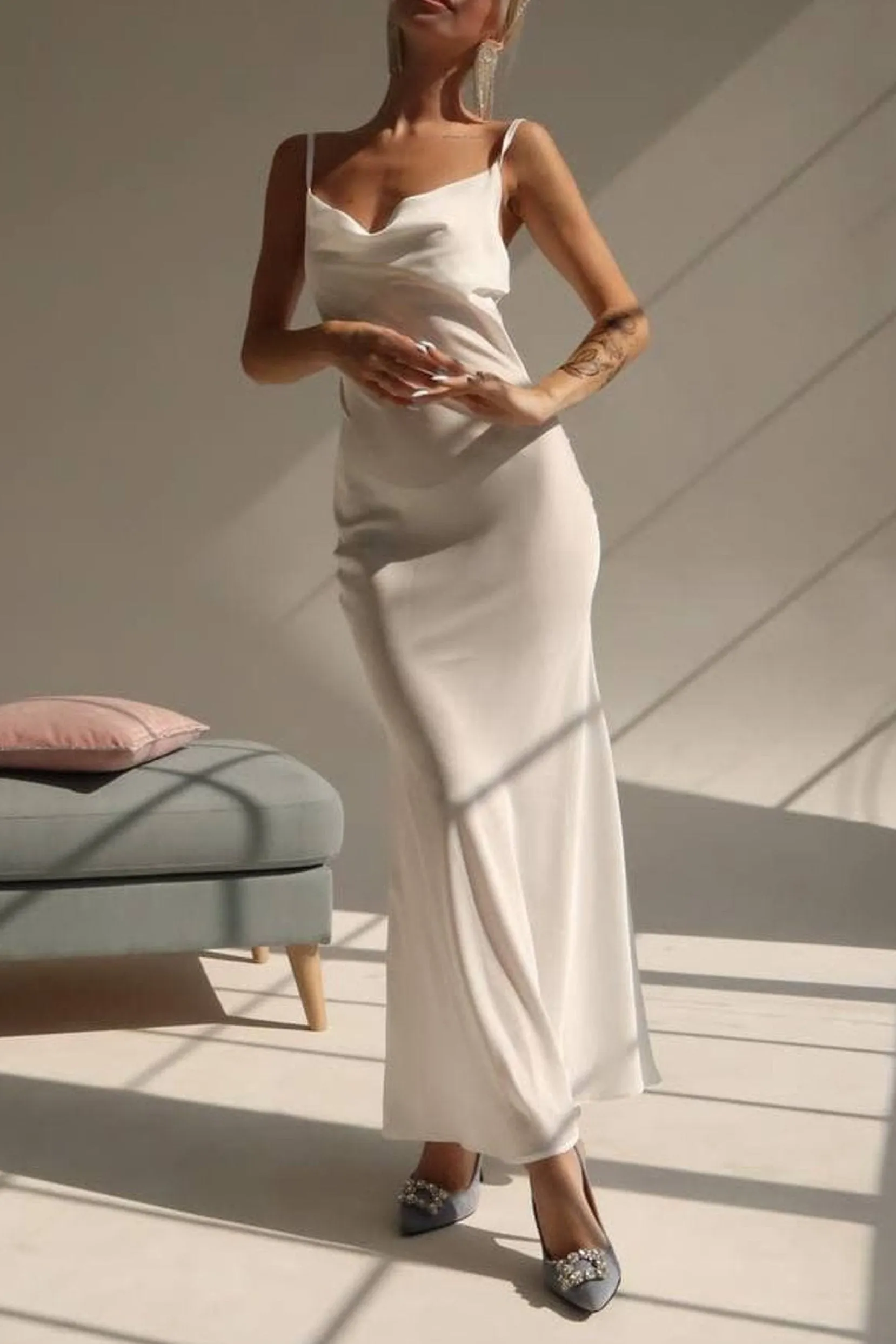 Sheath-Column Ankle Length Elastic Satin Dress CG0146 sold by Cocomelody