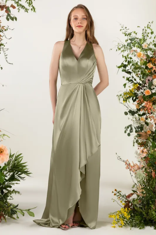Sheath Sweep Luxe Satin Bridesmaid Dress Formal Dresses CB0499 sold by Cocomelody
