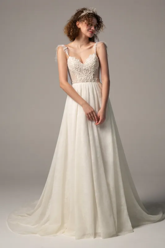 A-Line Court Train Lace Wedding Dress CW2378 sold by Cocomelody