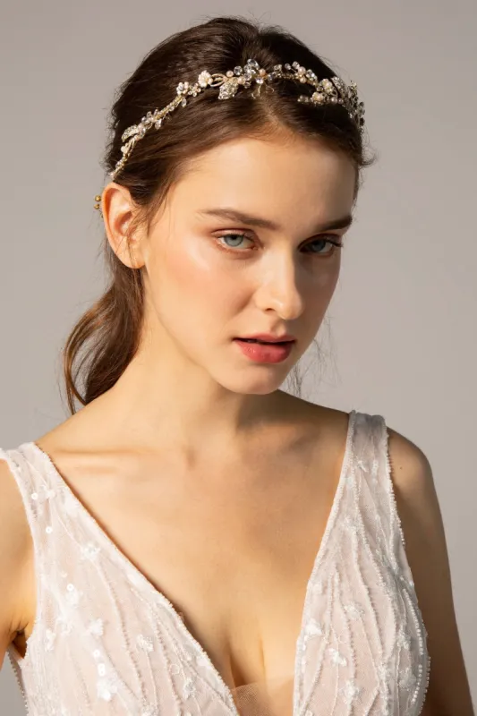 Alloy Headpieces with Imitation Pearl and Rhinestone CH0275 sold by Cocomelody