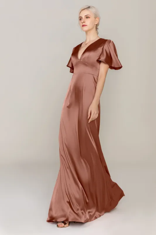 Sheath Sweep Train Luxe Satin Dress CS0312 sold by Cocomelody