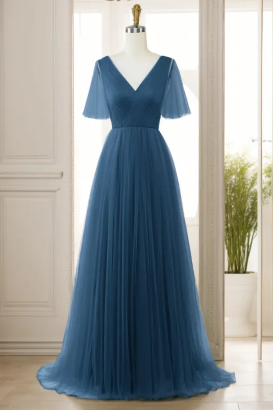 A-Line Sweep-Brush Train Tulle Prom Dress CS0472 sold by Cocomelody