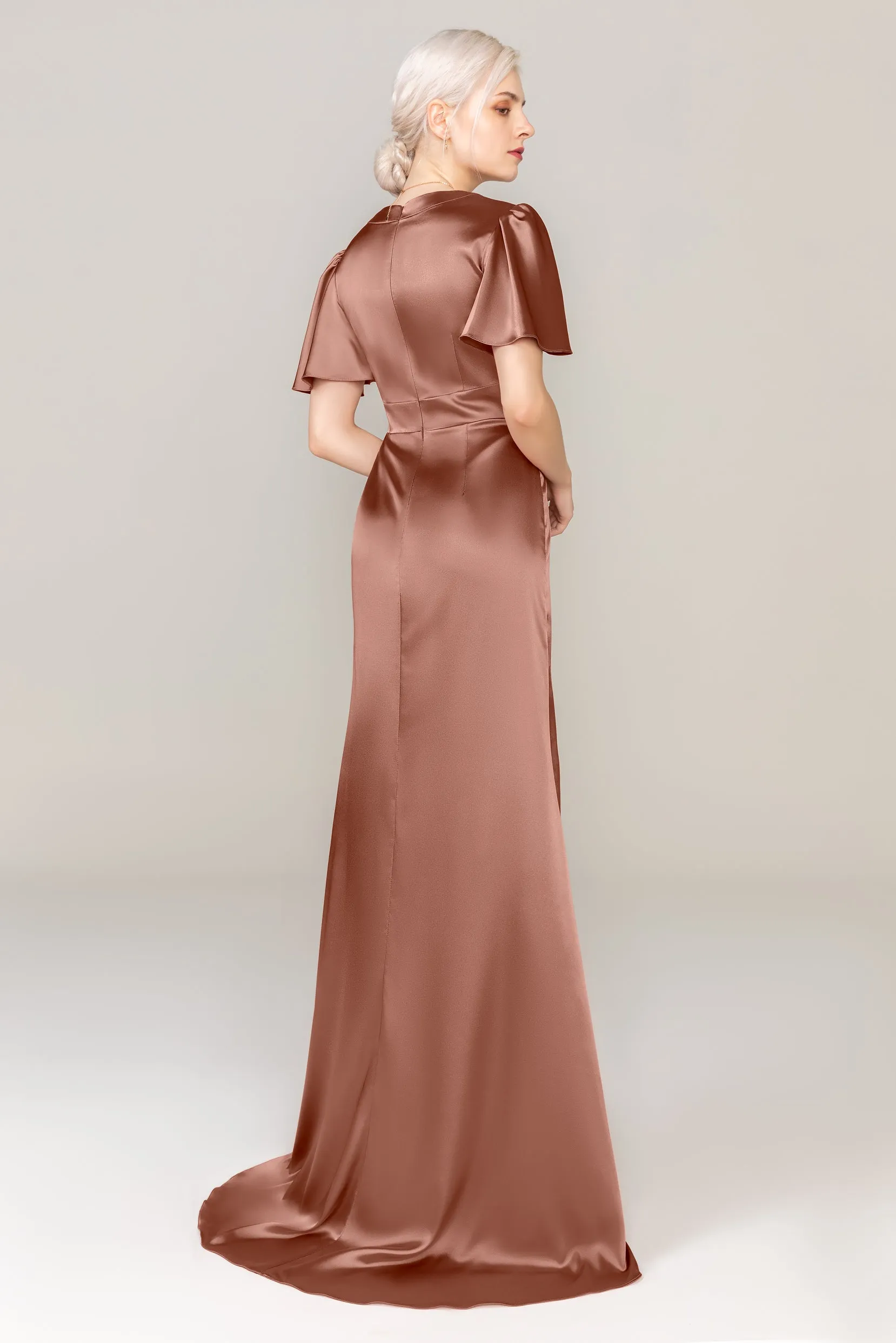 Sheath Sweep Train Acetate Satin Dress CS0312 sold by Cocomelody product image thumbnail 4