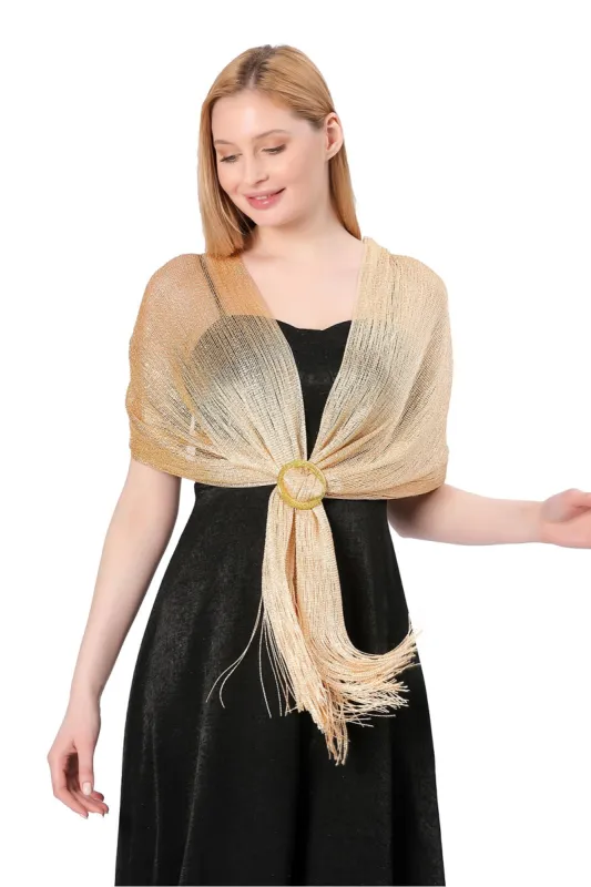 Polyester Shawl with Tassels Clasp CJ0103 sold by Cocomelody