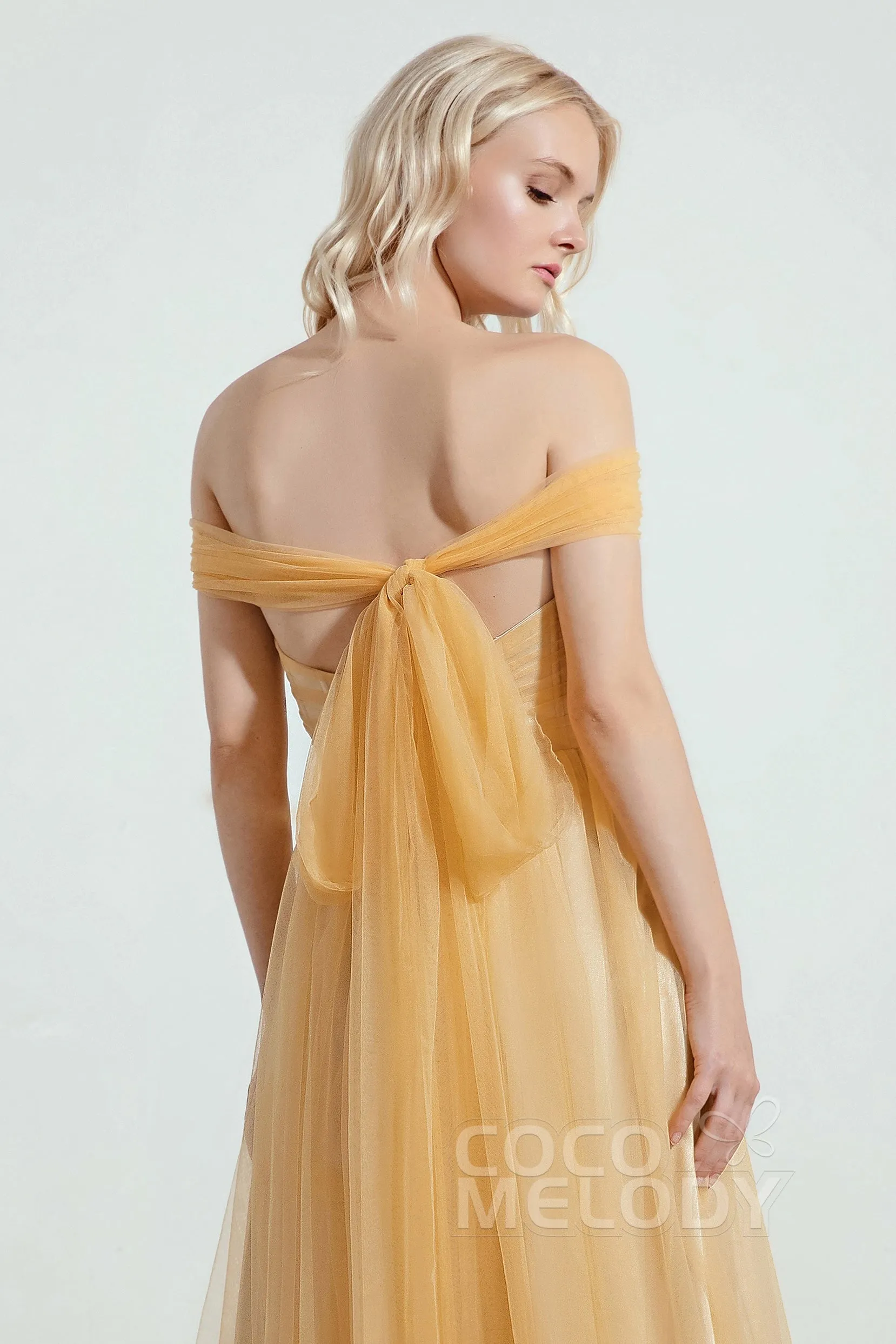A-Line Tulle/Elastic Silk like Satin Bridesmaid Dress CB0261 sold by Cocomelody product image thumbnail 5