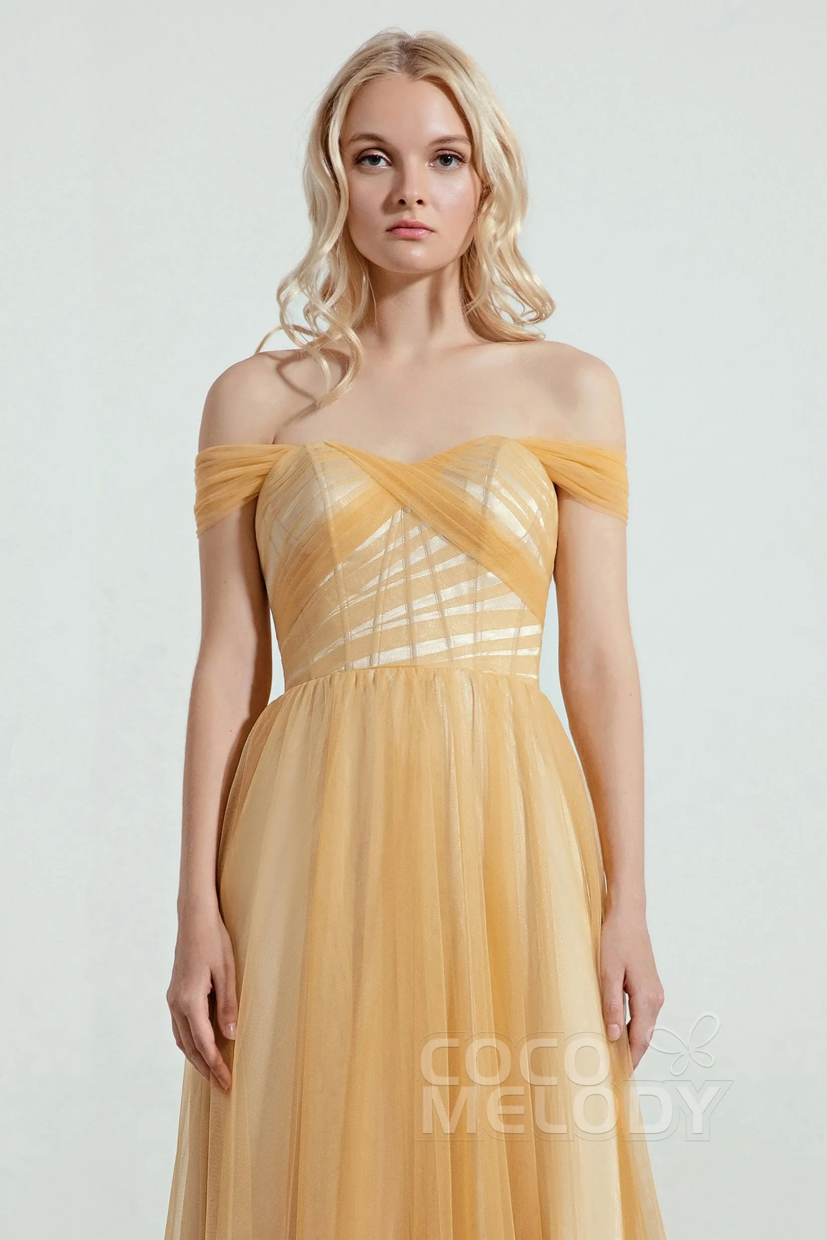 A-Line Tulle/Elastic Silk like Satin Bridesmaid Dress CB0261 sold by Cocomelody product image thumbnail 4