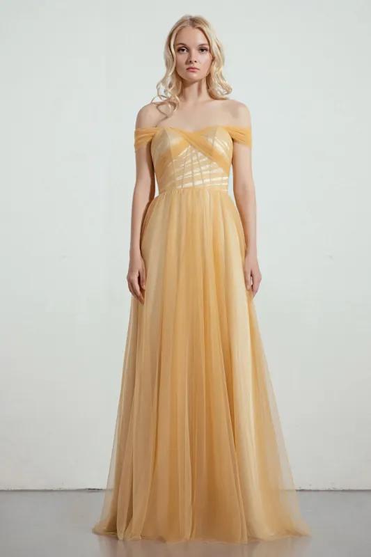 A-Line Tulle/Elastic Silk like Satin Bridesmaid Dress CB0261 sold by Cocomelody