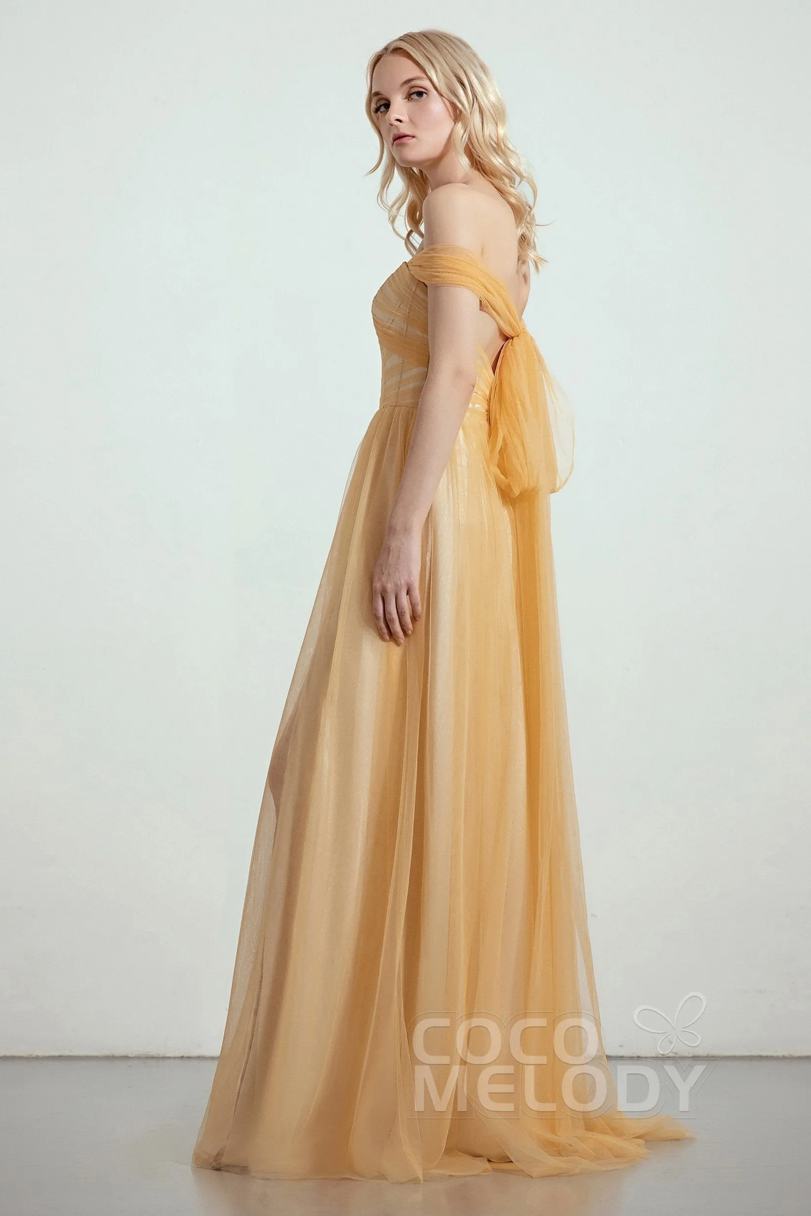 A-Line Tulle/Elastic Silk like Satin Bridesmaid Dress CB0261 sold by Cocomelody product image thumbnail 3
