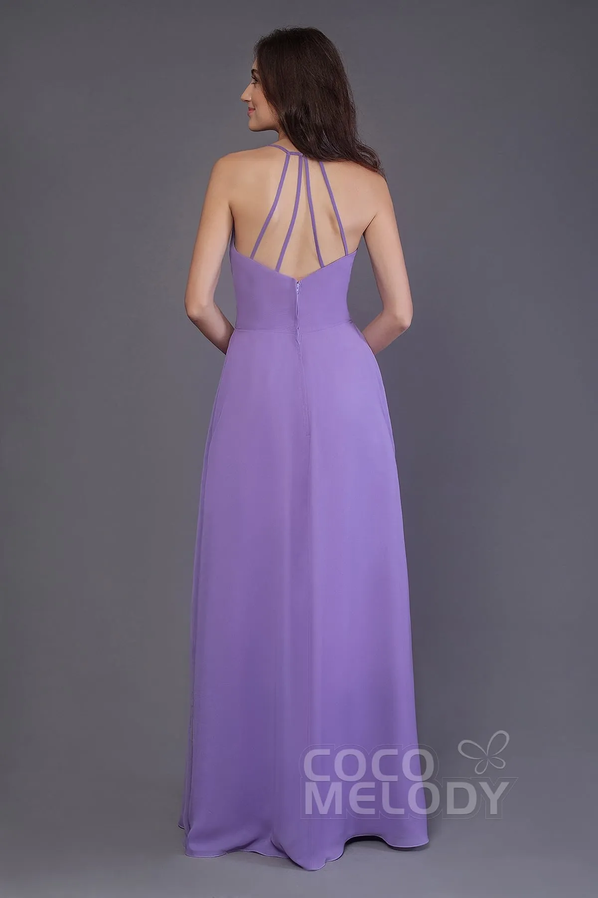 Sheath-Column Floor Length Chiffon Bridesmaid Dress PR3572 sold by Cocomelody product image thumbnail 2