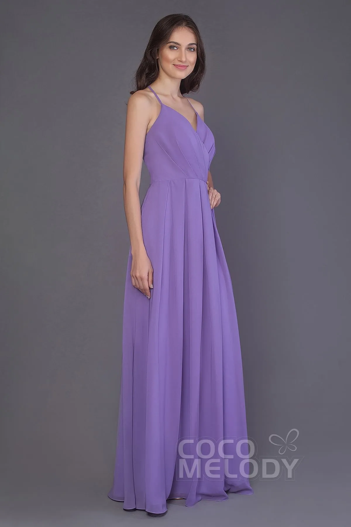 Sheath-Column Floor Length Chiffon Bridesmaid Dress PR3572 sold by Cocomelody product image thumbnail 4