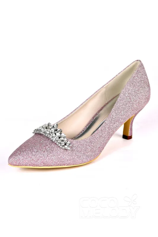 Low Heel Sparkling Pointed Toe Wedding shoes CK0075 sold by Cocomelody