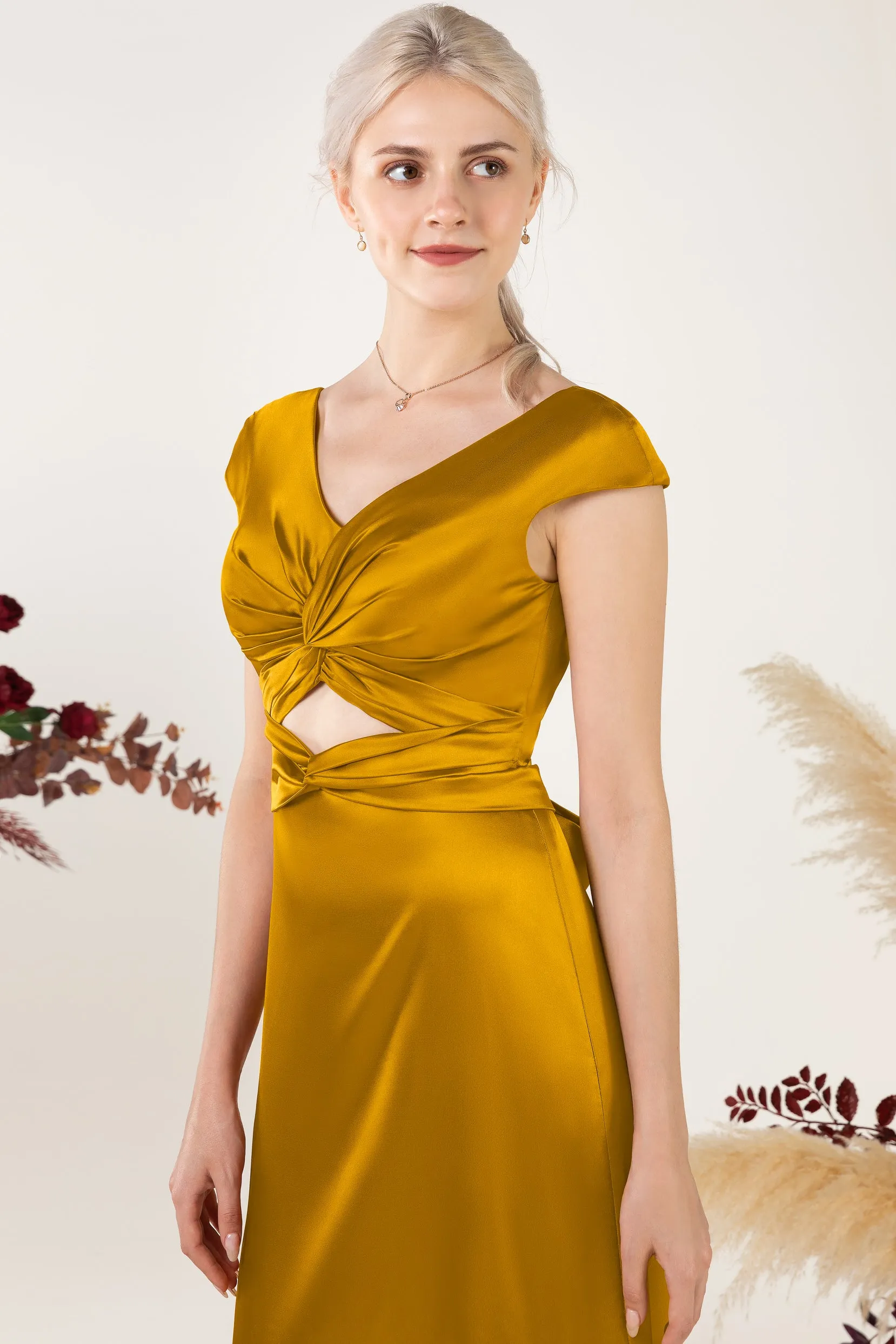 A-Line Sweep Acetate Satin Bridesmaid Dress Formal Dresses CB0497 sold by Cocomelody product image thumbnail 5