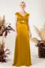 A-Line Sweep Luxe Satin Bridesmaid Dress Formal Dresses CB0497 sold by Cocomelody