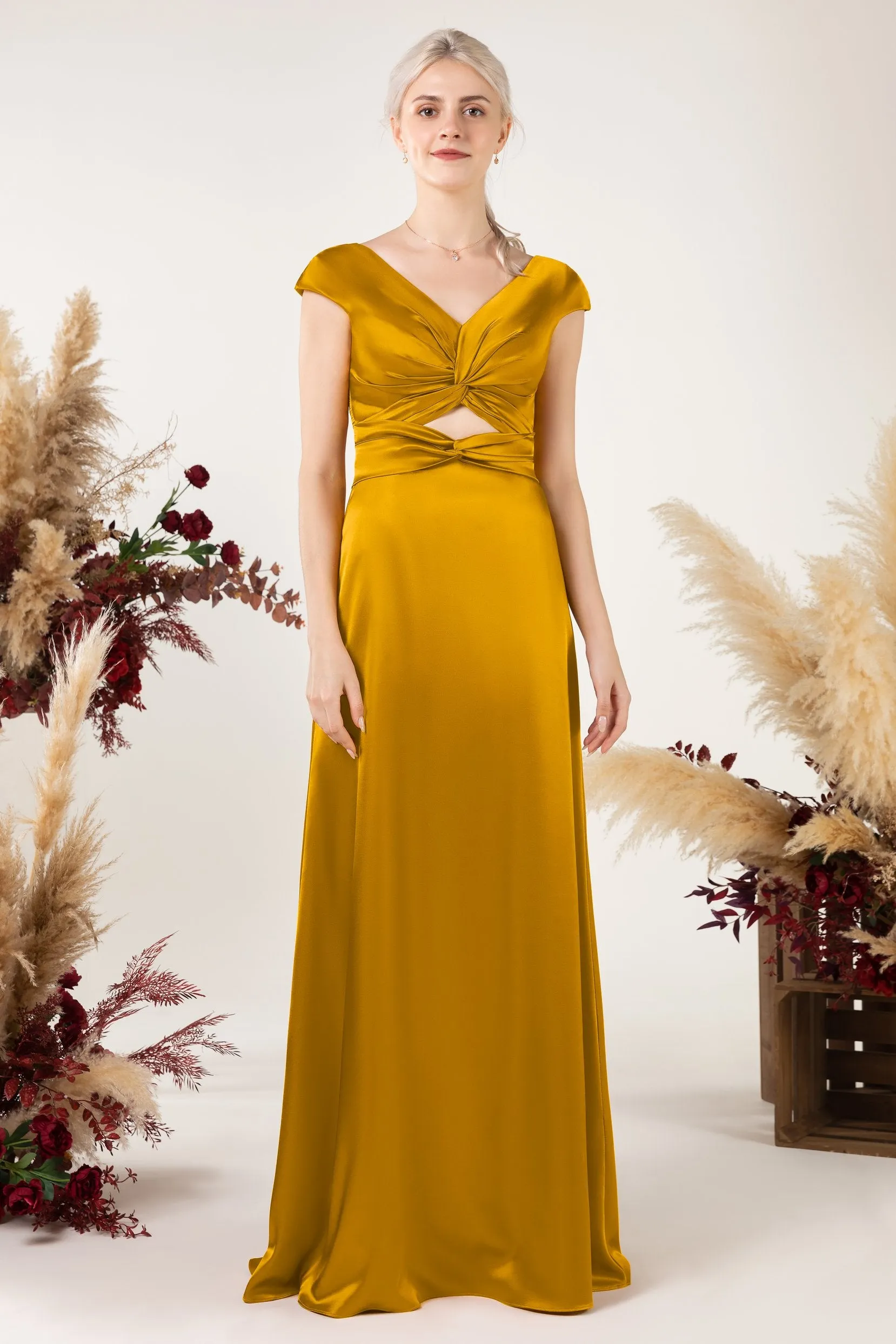 A-Line Sweep Acetate Satin Bridesmaid Dress Formal Dresses CB0497 sold by Cocomelody product image thumbnail 3