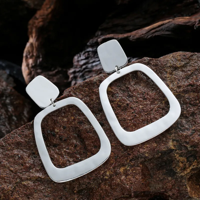 Simple and generous geometric square earring clip earrings 619606937728 sold by Cocomelody