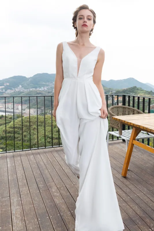 Floor Length Chiffon Wedding Jumpsuit CW2353 sold by Cocomelody
