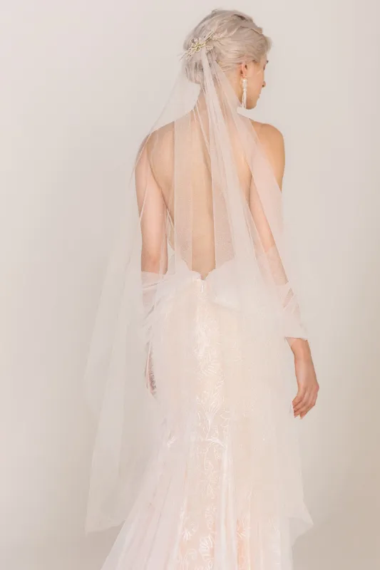 One-tier Cut Edge Tulle Fingertip Veils with Beading CV0255 sold by Cocomelody