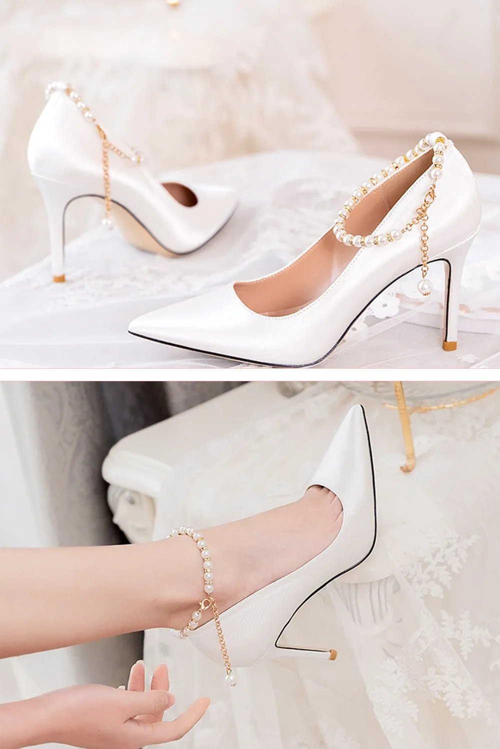Stiletto Heel 9cm Satin Heels Bridal Shoes CK0114 sold by Cocomelody product image thumbnail 4