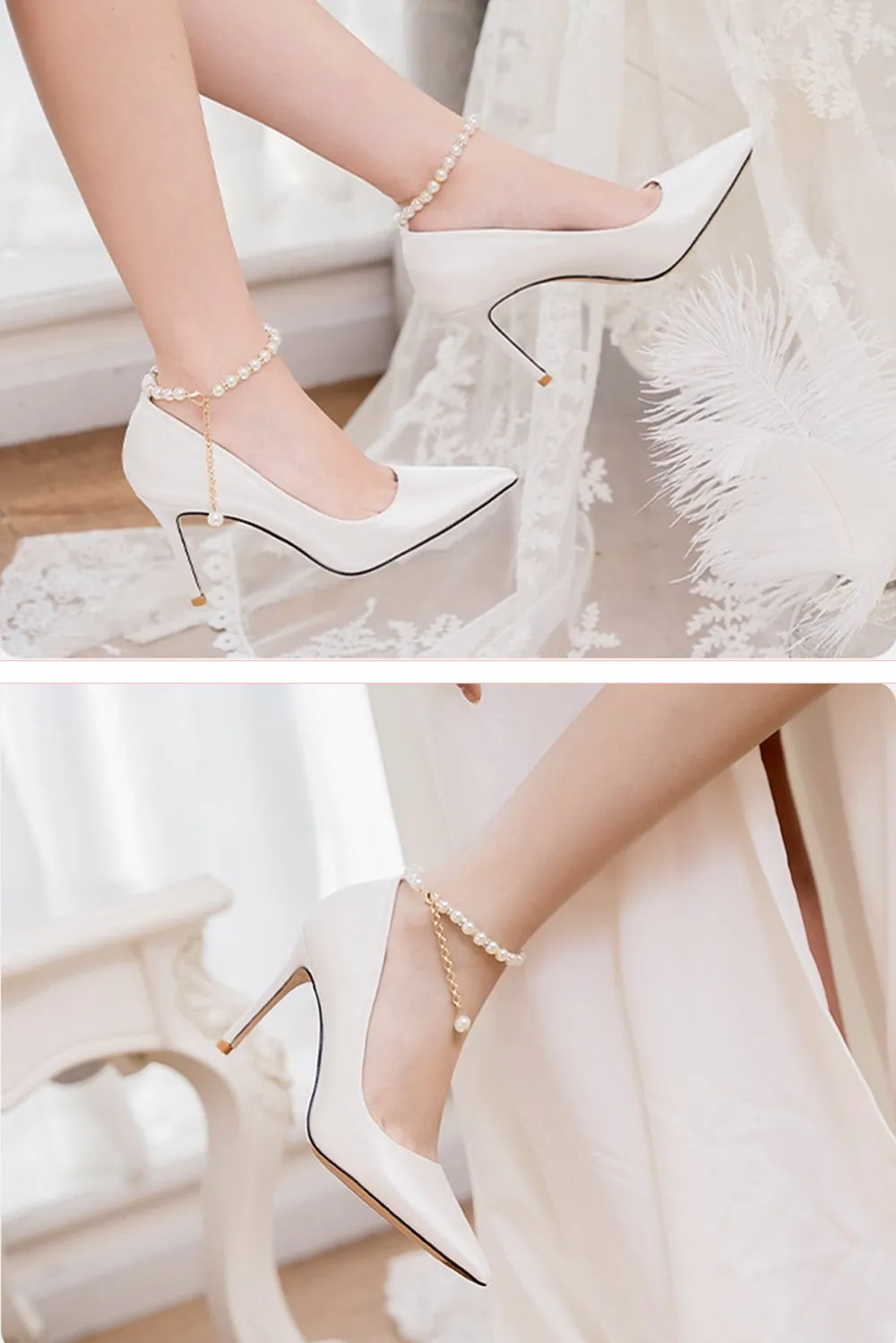 Stiletto Heel 9cm Satin Heels Bridal Shoes CK0114 sold by Cocomelody product image thumbnail 3