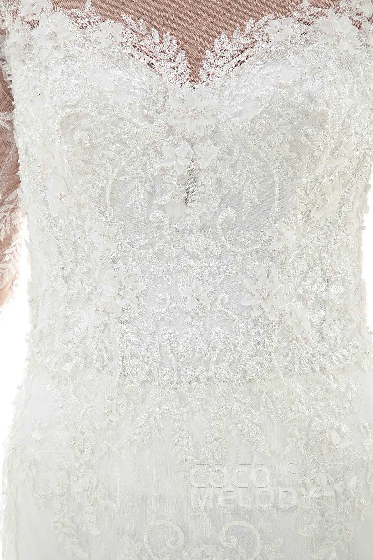 Trumpet-Mermaid Court Train Lace Wedding Dress CWXF16003 sold by Cocomelody product image thumbnail 4