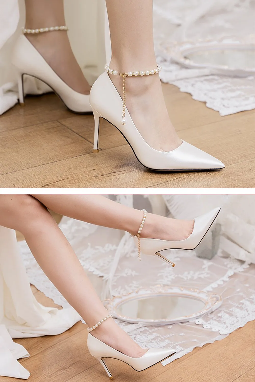 Stiletto Heel 9cm Satin Heels Bridal Shoes CK0114 sold by Cocomelody