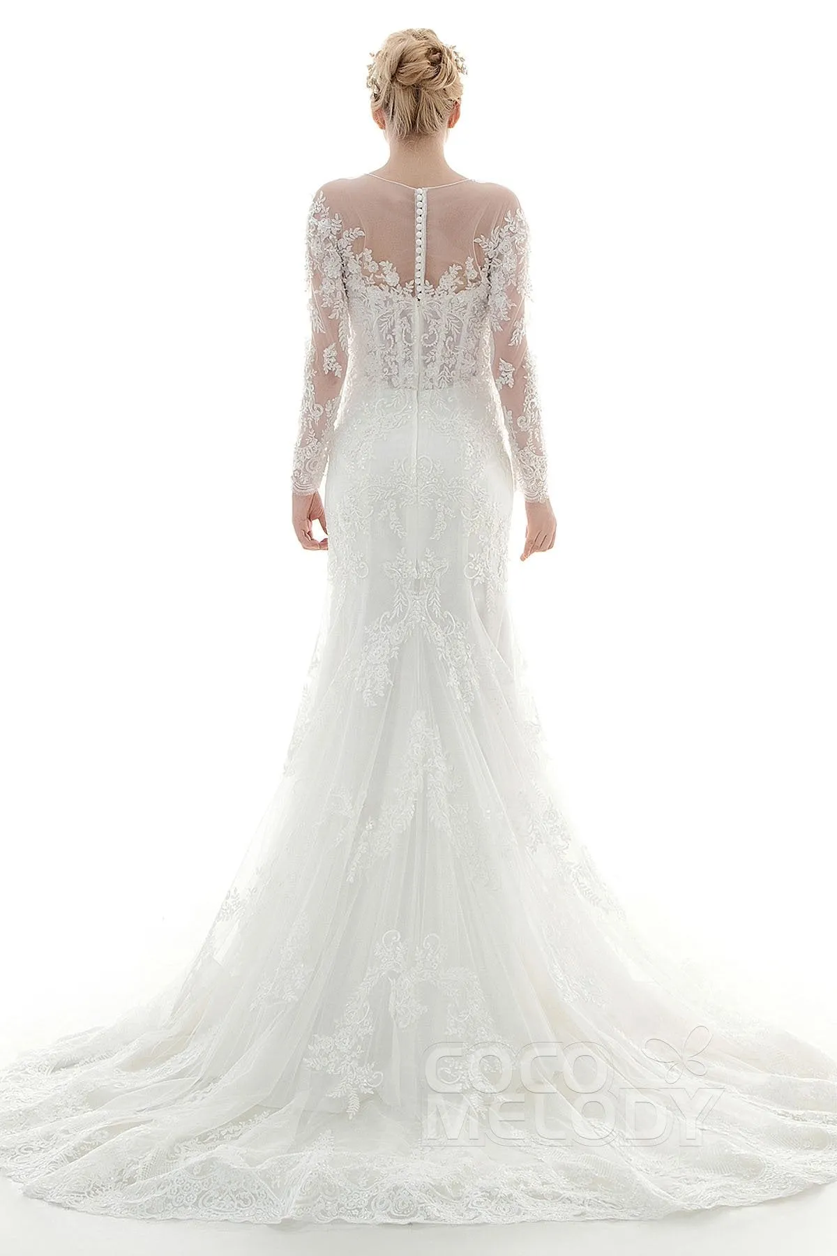 Trumpet-Mermaid Court Train Lace Wedding Dress CWXF16003 sold by Cocomelody product image thumbnail 2