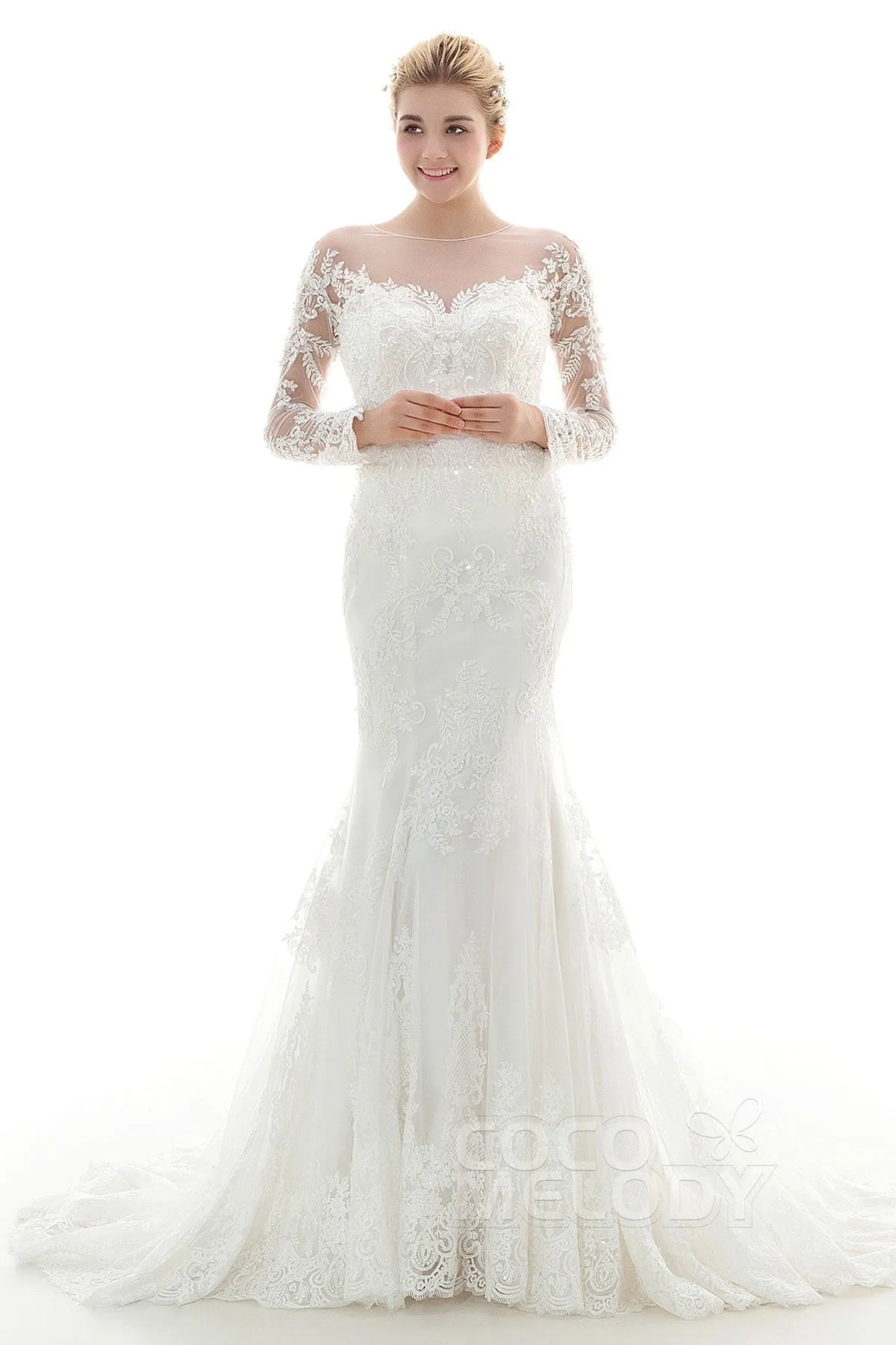 Trumpet-Mermaid Court Train Lace Wedding Dress CWXF16003 sold by Cocomelody