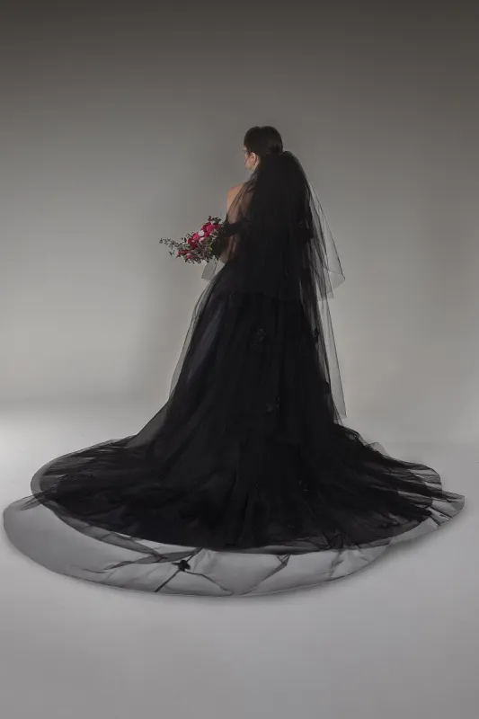 Three-tier Cut Edge Tulle Chapel Veils with Appliques Beading CV0271 sold by Cocomelody