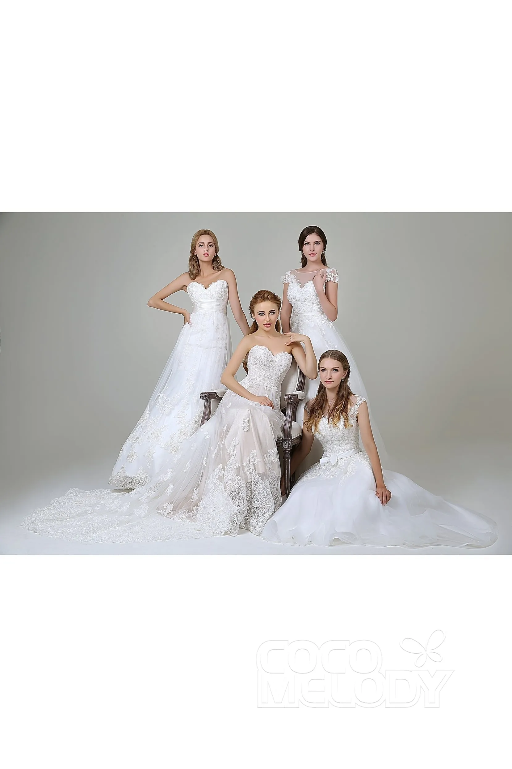 Sheath-Column Court Train Tulle Lace Wedding Dress CWZT15008 sold by Cocomelody product image thumbnail 3