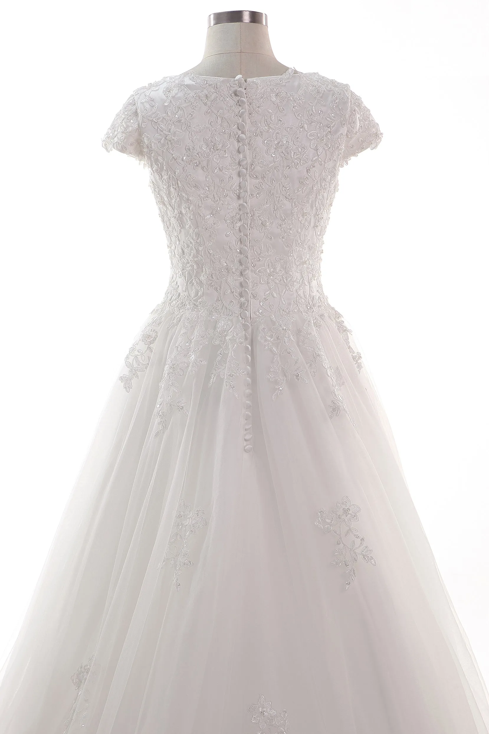 A-Line Court Train Tulle Lace Wedding Dress CW2453 sold by Cocomelody product image thumbnail 5